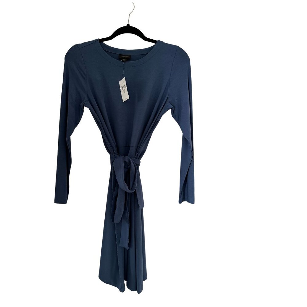 J.Jill Wearever Collection Long Sleeve Tie Waist Dress Twilight Blue SP NWT